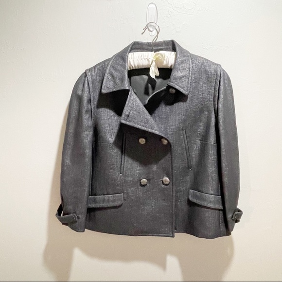 PER SE Gray Coated Double Breasted Lined Blazer